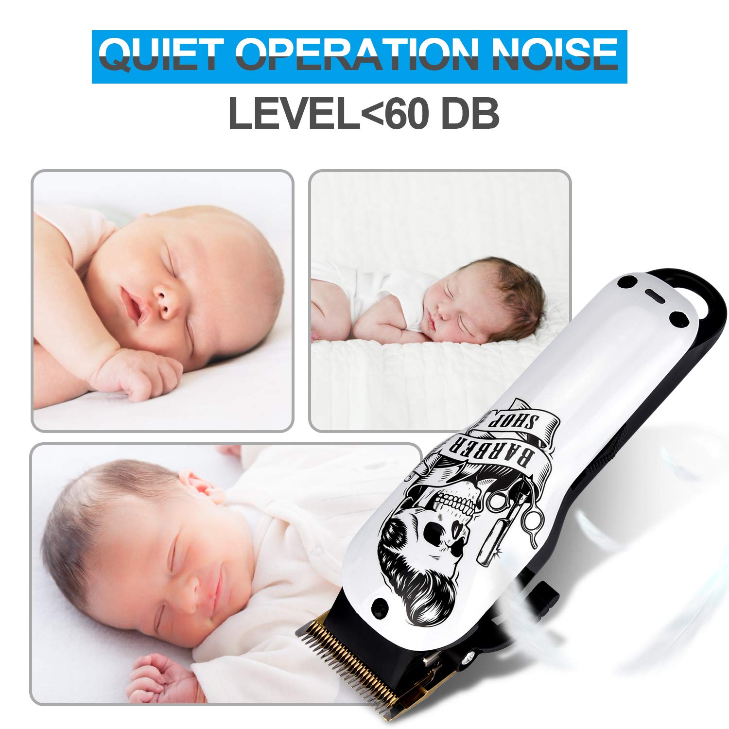 Professional Cordless Hair Clippers Electric Hair Cutter Machine Kit Rechargeable Wireless Hair Grooming Trimmers Set with 6Pcs Guide Combs for Men Kids Babies Family Home