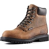Golden Retriever Soft Toe Waterproof Work Boots For Men,6-Inch Leather Work Boots For Industrial Construction, Slip Resistant Durable Breathable Safey Boots, EH G61867