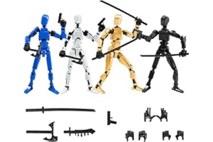 GmrvaMen 4PCS Robot Fidget Toys for Kids,Titan 13 Action Figures Set, Lucky Dummy T Nova N 13 Action Stick Figure Sensory Toys for Boys (Golden+Black+White+Blue)