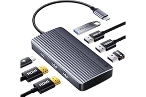 Docking Station for Laptop Dual Monitor 4K, QUUGE USB C Docking Station with Dual 4K HDMI，PD Charging 100W, USB 3.0 5Gbps, 3 
