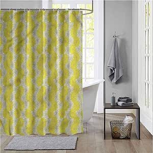 Yellow Bathroom Curtains Window Blossoming Ornate Flora Decorative ...