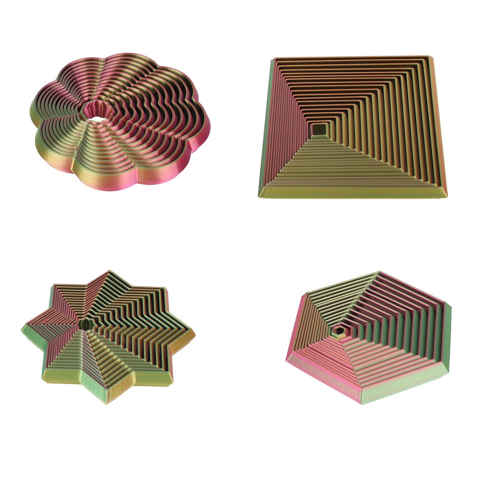 4pcs Fractal Hexagon Fidget Toys, Whirling Spiral 3D Printed Sensory Fidget Star Desk Toys for Kids Adults Calm Focus Home Office Gift (Red, Yellow and Green) โ image 1