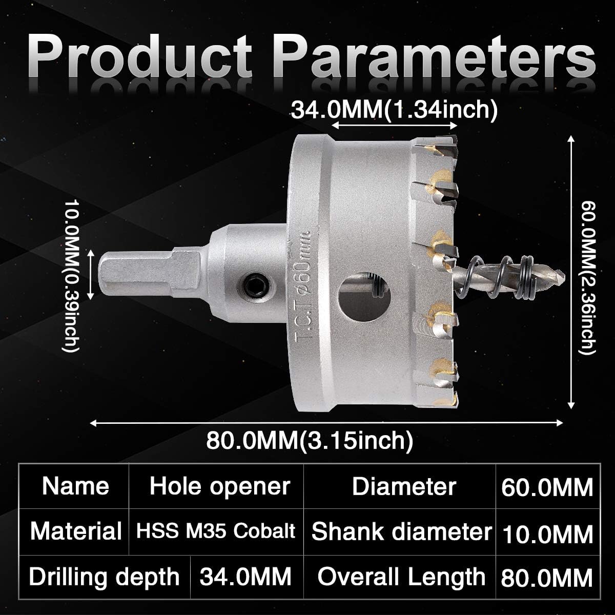 KATUR TCT Carbide Hole Saw Drill Bit 60mm, Tungsten Carbide Tipped Hole Cutter - Image 3