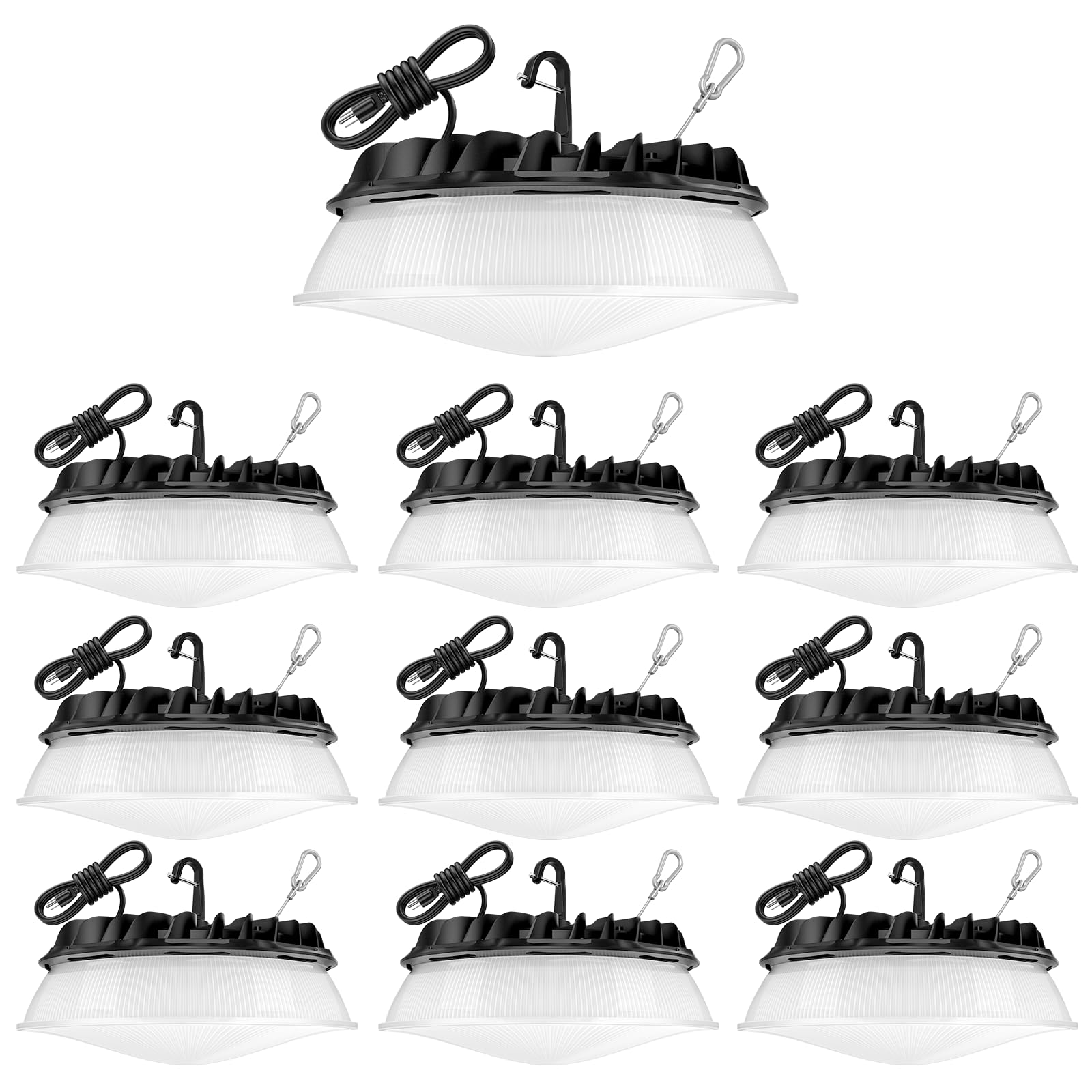 Photo 1 of 10 Pack 155W UFO LED High Bay Light with Reflector 22,500lm 5000K LED High Bay Lights AC110-277V 5' Cable with Plug Waterproof UFO Lights for Garage Shop Factory Warehouse ETL Listed