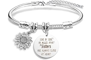 EGHTvmok Sister Birthday Gifts Christmas Mothers Day Sisters Graduation Valentines Bracelet Sunflower,Butterfly,Elephant