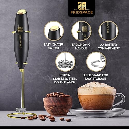 Handheld portable milk frother durable double whisk electric