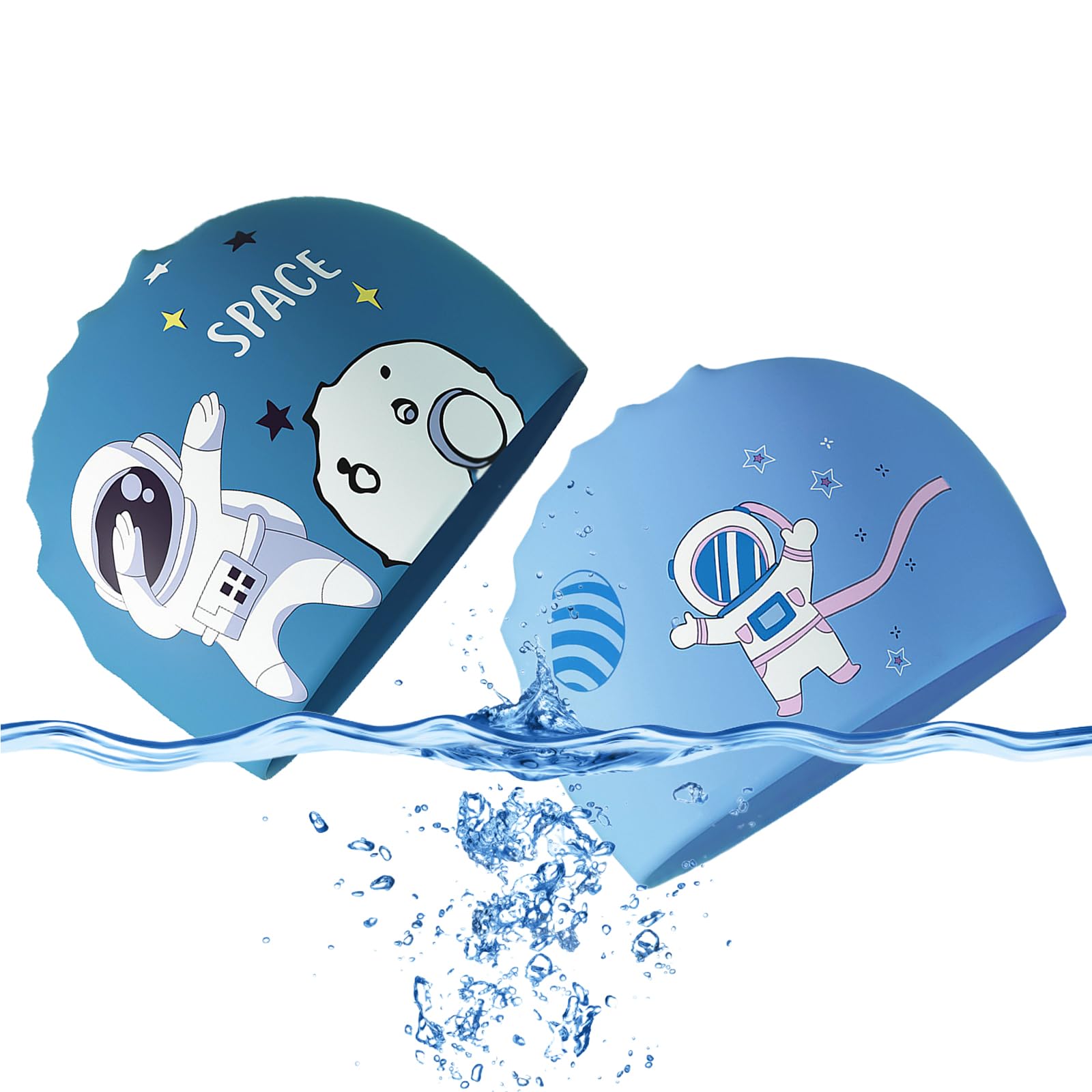 2 Pcs Swimming Cap Kids, Cute CartoonSilicone Cap Swimming Caps Silicone Girls Swim Cap Light Waterproof Bathing Cap for kids swimming cap