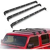 KLYONA for JK JL JT XJ 400 LBS Roof Racks Cross Bars Compatible with 2007-2026 Jeep Wrangler JK JKU JL JLU Gladiator JT & 1984-2001 Jeep Cherokee XJ Hardtop, Crossbars Cargo Carrier Roof Rail (3 PCS)