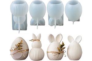 4Pcs Easter Eggs Bunny Silicone Molds, Easter Decor Candle Molds, 3D Bunny Ears Egg Silicone Mold for DIY Scented Candles Res
