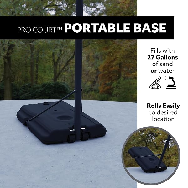 LIFETIME HEIGHT ADJUSTABLE PORTABLE BASKETBALL HOOP, 44 INCH IMPACT BACKBOARD, BLACK