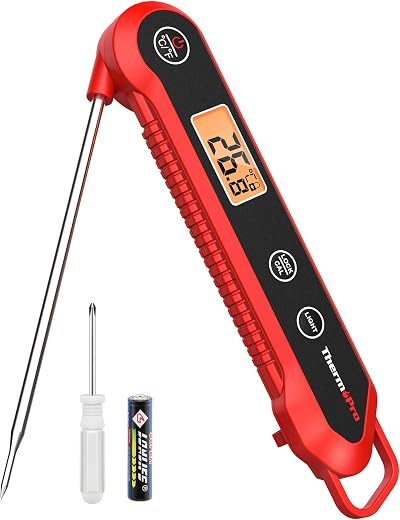 ThermoPro Digital Food Thermometer Probe IPX6 Waterproof Foldable Backlit