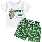 Lucikamy Toddler Baby Boy Masters Golf Outfit Short Sleeve Funny Letter Print T Shirts + Shorts Set Infant Summer Clothes