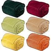 Peryiter 6 Pcs Fleece Throw Blanket Bulk 50'' x 60'' Cozy Throw Blankets for Homeless Women Men Sofa Plush Soft and Breathable Lightweight Blankets for Couch Bed Office Homes (Bright)