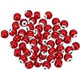 PATIKIL 8mm Evil Eye Beads, 100 Pcs Glass Turkish Evil Eye Charm Round Spacer Beads Pendant Connector for DIY Art Craft Bracelet Necklace Earrings Making, Red