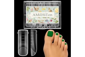 AMilHiTon Clear Polygel Dual Nail Forms for Toes, Long Square Dual Forms, Pre-designed French Line, Reusable Press on Toenails for Women Art Supplies Home DIY Nail Salon 120PCS 12Sizes