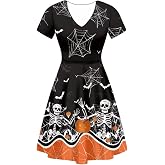 Xpyiqun Women Summer Dress A-line Party Dance Dresses 1/4 Sleeve T-shirt Dress