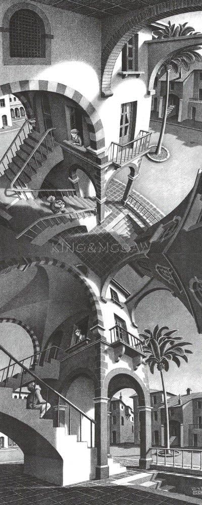 M.C. Escher Art Print, High & Low (80 x 45cm Art Prints/Posters)