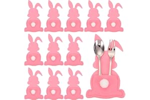 uxcell 36Pcs Easter Bunny Utensil Cutlery Holder, 5.9x3.2" Felt Easter Cutlery Holders Cutlery Sleeve for Knife Forks Setting