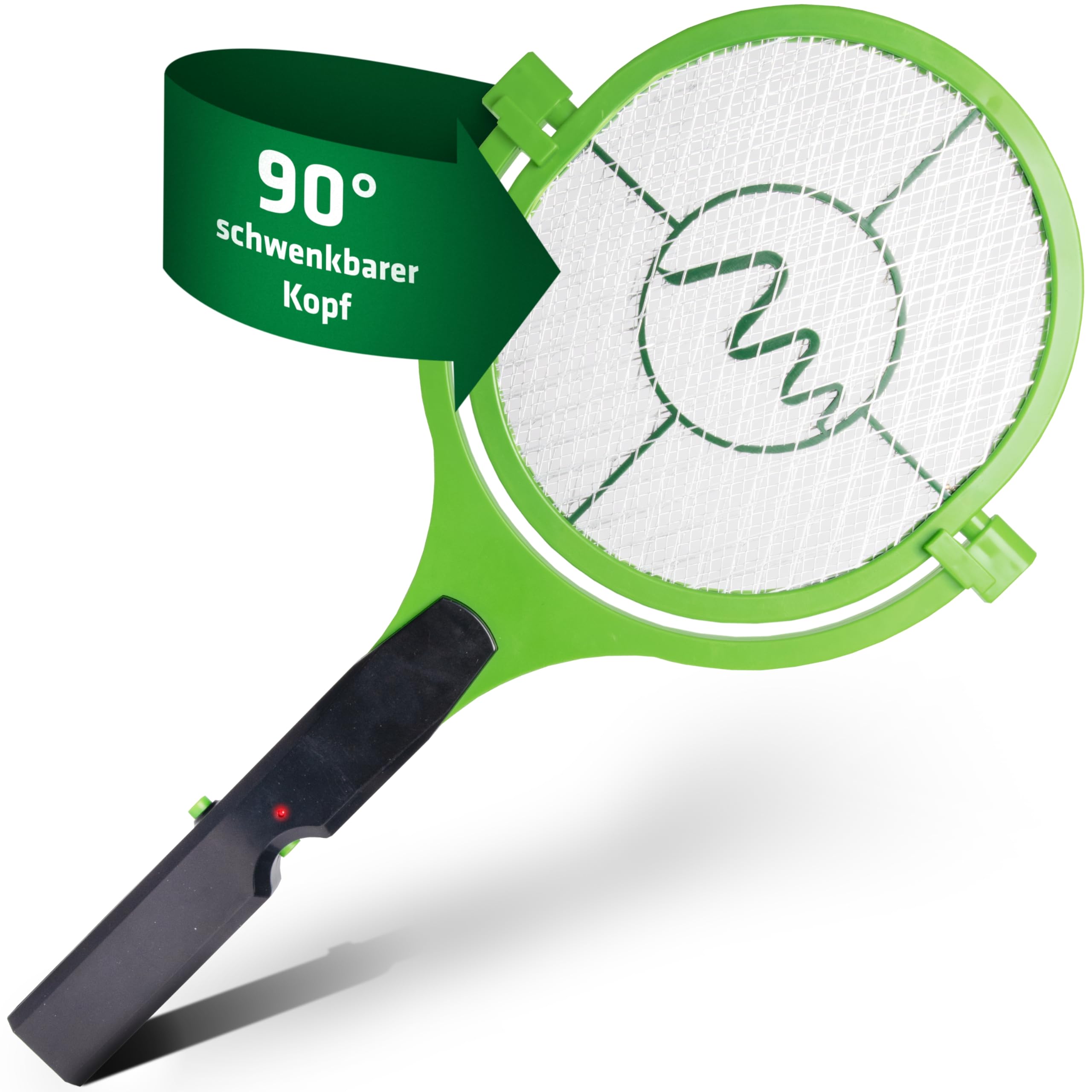 Gardigo Electric Fly Swatter with 90° Swivel Head - Set of 2 | Electric Fly Swatter Stable | Rotating Head | Easy Catching on Ceilings, Windows and Walls | Insect Killer