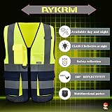 AYKRM Yellow Navy High Viz Vest Class 2 Zip Front with Pockets view 3