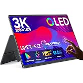 UPERFECT OLED Portable Monitor Touchscreen, 14" 3K 120Hz Gaming Monitor | 0.1ms | 2880x1800 | 500 Nits | 120% DCI-P3 | 500000:1 Contrast | Ultra-Slim for Laptop Mini PC Phone Game Consoles, GR14BU