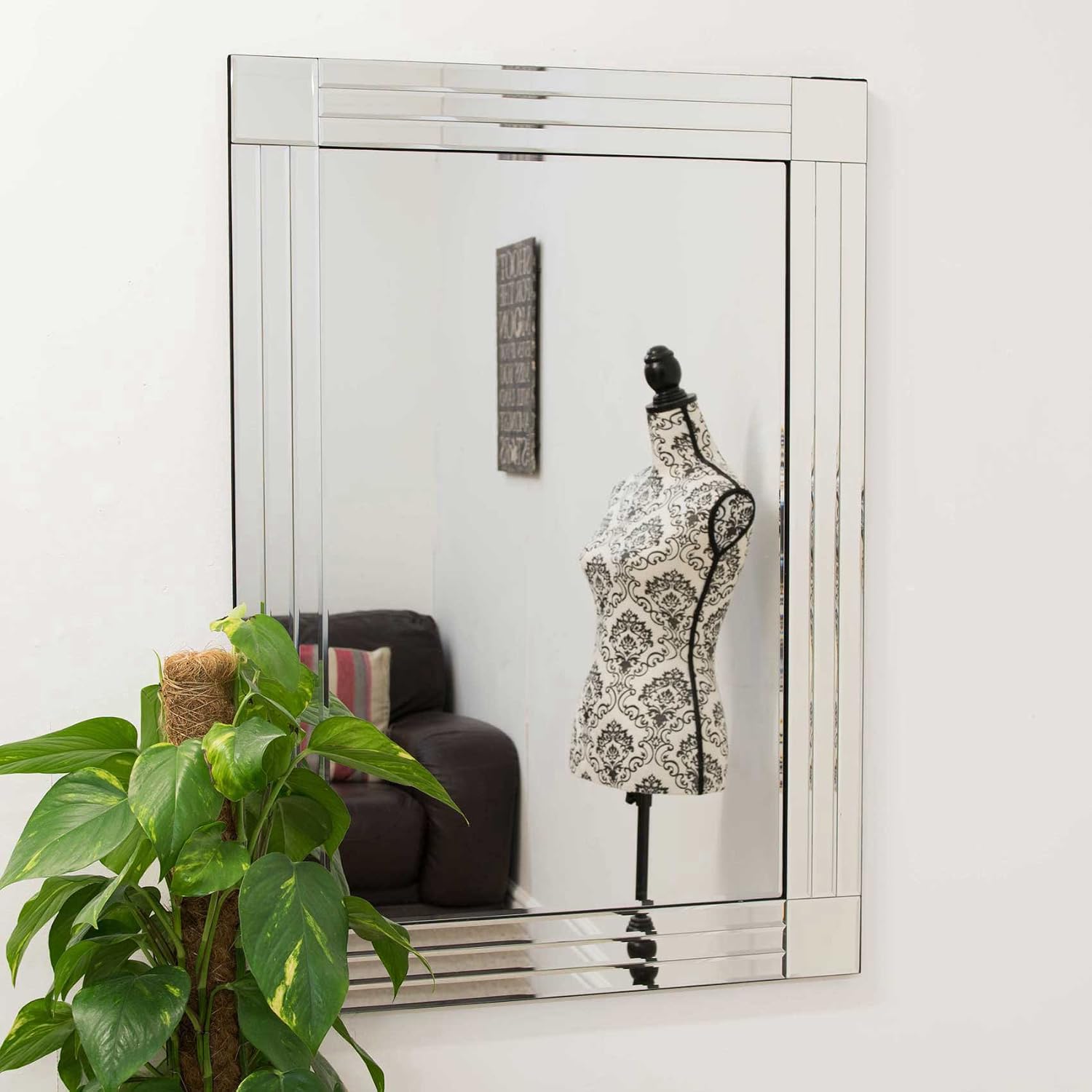 MirrorOutlet Modern Venetian Bevelled Wall Mirror, Large Size, Rectangular Decorative for Lounge Dining Room, Bathroom - Image 3