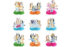 PJTLGYELEE Blue Dog Party Supplies, 9Pieces Honeycomb Centerpieces Table Centerpiece for Table Happy Birthday Decoration Theme Birthday Party Supplies