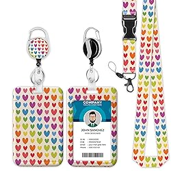 Onevenvi ID Badge Holder with Lanyard, Colorful