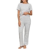 Donnalla Women's Pajama Sets Cotton 2 Piece Lounge Set Stripe Short Sleeve Pj Set Comfy Loungewear Sleepwear with Pocket