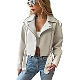 LY VAREY LIN Women Faux Leather Cropped Jacket Vegan Motor Biker Coat with Belt