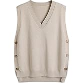 jinghuiyue Women's Sweater Vest V Neck Sleeveless Pullover Knit Vest Casual Solid Ribbed Sweaters Tops