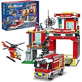 MindBox City Fire Rescue Building Set with Fire Station, Truck & Helicopter,772pcs Toy for Boys 8+