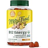MegaFood Vitamin B12 Energy Gummies - Vegan - With Methyl B12 Vitamins to Support Cellular Energy Production - Ginger - Daily Vitamin B12 Supplement - USDA Organic - 70 Gummies, 35 Servings
