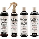DandyMen Men’s Shower Set – Shampoo, Conditioner, Body Wash & Shower Oil – Cleansing & Moisturizing Grooming Kit for Hair & Skin (Tobacco Vanilla)