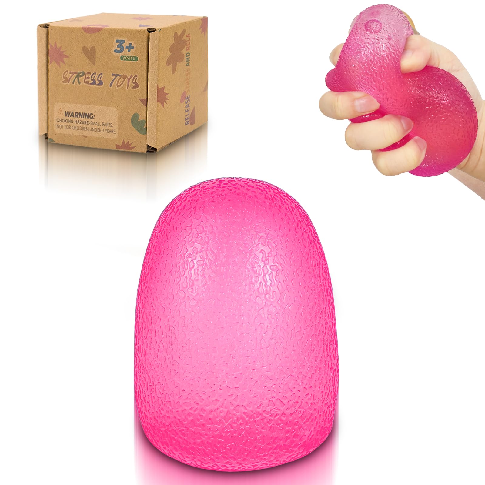 Graphinza Squeeze Toys for Kids,3.75in*2.8in,Durable Stress Relief Toys,Not Easy to Fall Off,Autism Stress Relief,Stress Balls for Adults and Children,Classroom Prizes,Safe & Fun Fidget Toys (Pink) — image 1