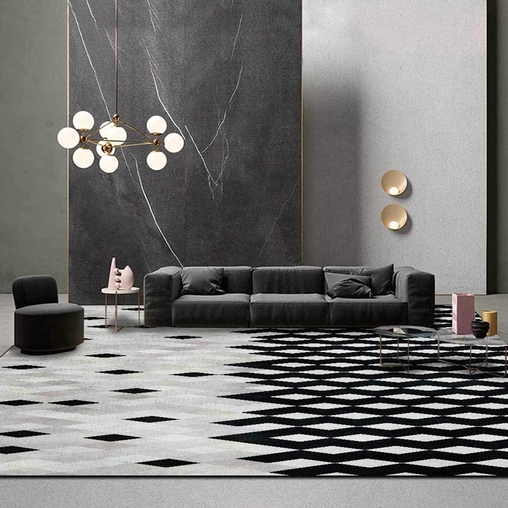 TALSOFA Moderna Minimalista Área De Estilo Geométrico Alfombra Negro Y