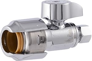 SharkBite Max 1/2 x 1/4 Inch Compression Straight Stop Valve, Quarter Turn, Push to Connect Brass Plumbing Fitting, PEX Pipe,