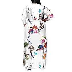 Runwind Plus Size wrap Dress Sexy 3/4 Sleeve V Neck