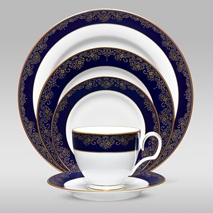 Noritake Lazurite Gold Dinnerware Set, 27 Pcs, Porcelain, Best for Gifting