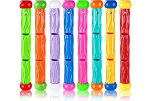 Vellibring 8PCS Pool Diving Swim Toys Colorful Underwater Training Sinking Throwing Dive Sticks for Kids Summer Pool Swimming Party Favor Games