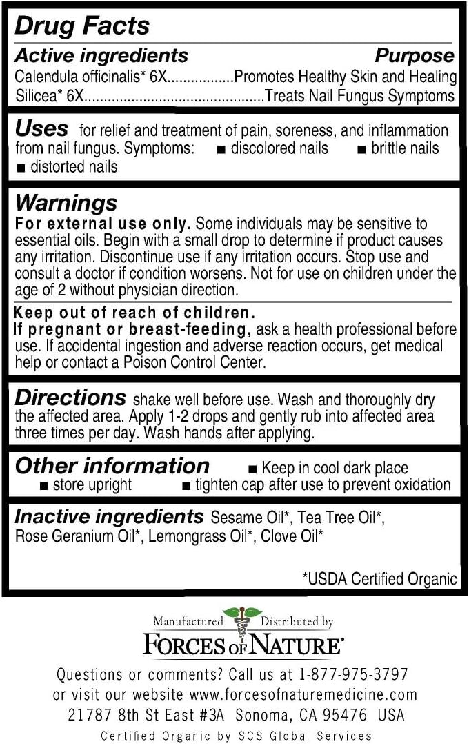 Forces of Nature -Natural, Organic Nail Fungus Treatment (5ml) Non GMO, No Harmful Chemicals, Nontoxic –Fight Damaged, Cracked, Brittle, Discolored Yellow and black Toenails, Fingernails: Health & Personal Care