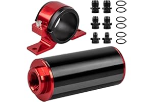 Luney 100 Micron Inline Fuel Filter, Oil Fuel Filter Kit, Automotive Replacement Fuel Filters with 6AN 8AN 10AN Adapter and 50MM Universal Mounting Bracket