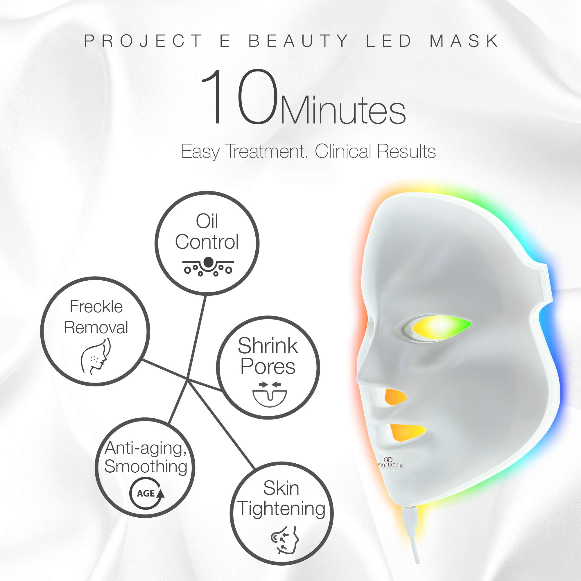 Project E Beauty LED Face Mask Light Therapy 7 Color Skin