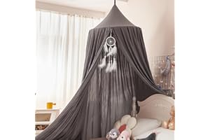 dix-rainbow Princess Decor Canopy for Kids Bed, Soft and Durable Bed Canopy for Girls Room Tent Canopy Dreamy Mosquito Net Bedding, Children Reading Nook Canopies Indoor(Grey)