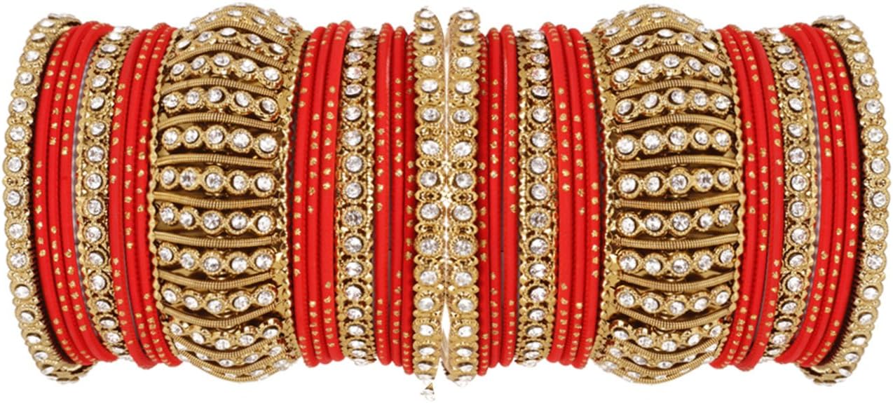 Indian Bollywood Antique Gold plated Women Traditional Bridal wedding wear bangles set jewelry