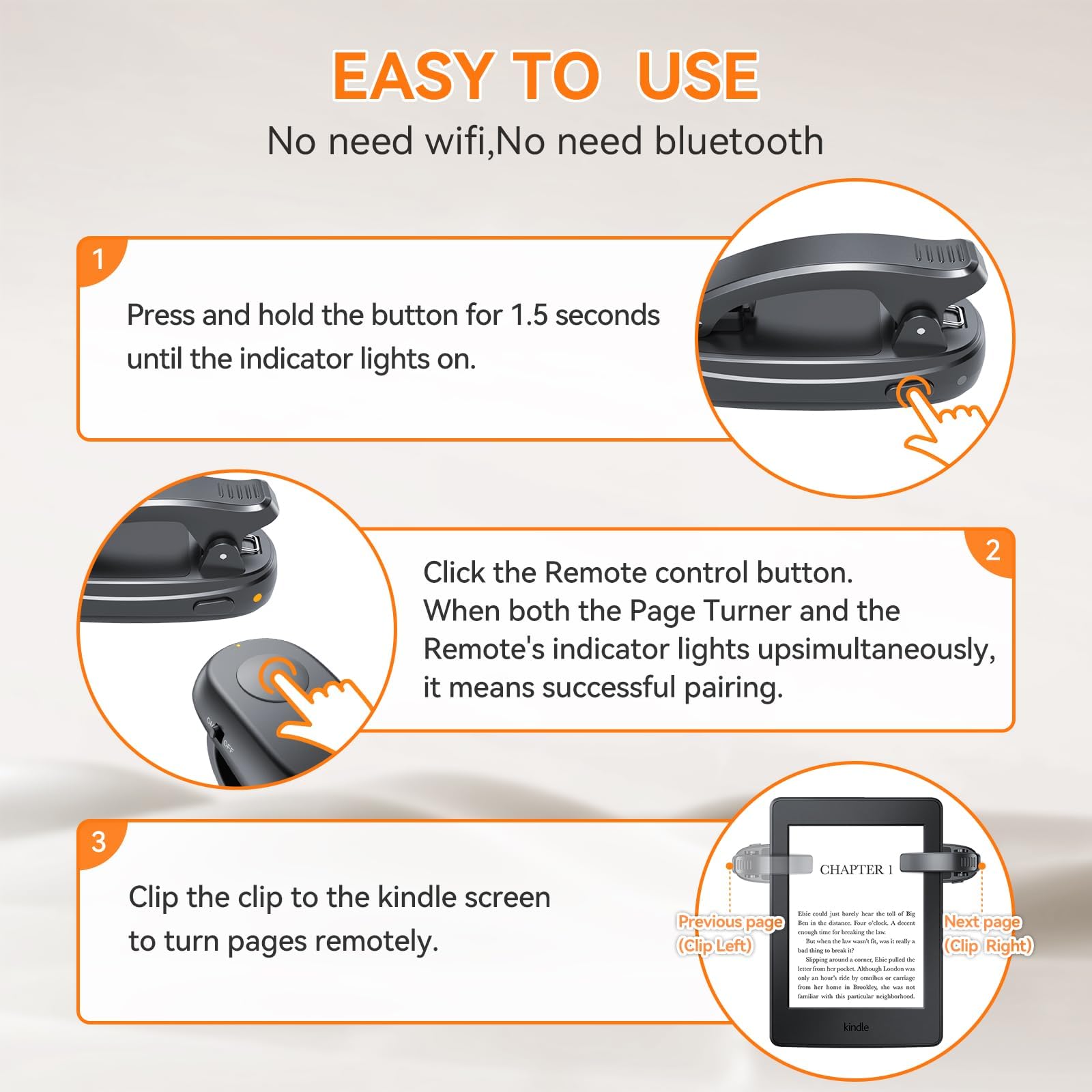 Finger Ring Page Turner for Kindle Paperwhite, Remote Control Page Turner for Kindle Paperwhite Kobo Readers iPad Tablets Reading Novels Ebook Reading Accessories for Kindle, Black