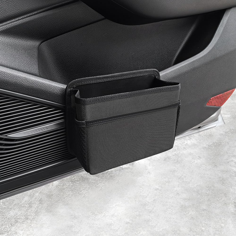 Photo 1 of AOWIS Car Trash Can, Foldable Multifunctional Hanging Storage Box Trash Can with a Roll of Garbage Bag, Multi Pocket Design Suitable for Car, Home, and Office Car Trash Cans (black)