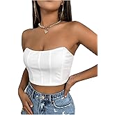 GORGLITTER Women's Sexy Tube Tops Western Cowgirl Nashville Outfits Y2K Strapless Bandeau Bustier Corset Crop Top Trendy