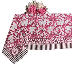 Ridhi -Deep Pruce Red Cotton Tablecloth, Handblock
