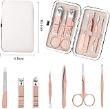 Acehome 7 in 1 Nail Clipper Manicure Set Pink Leather Case Stainless Steel view 2